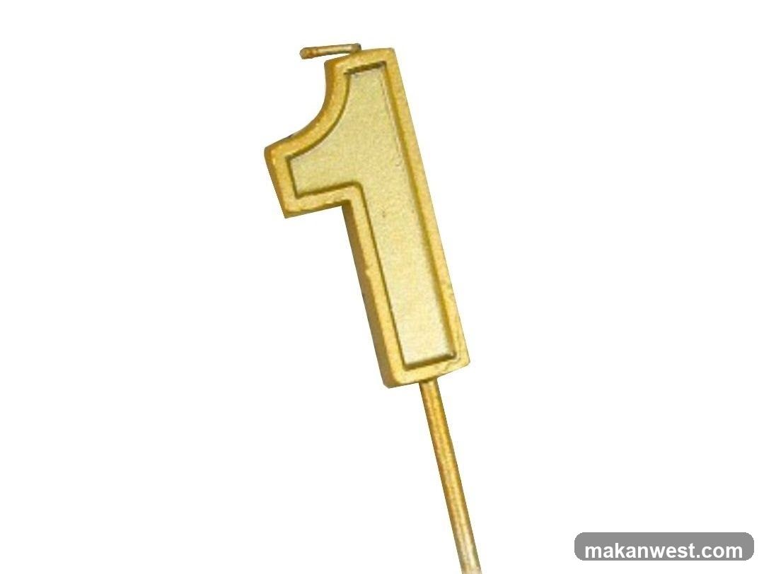 Gold Number 1 Candle