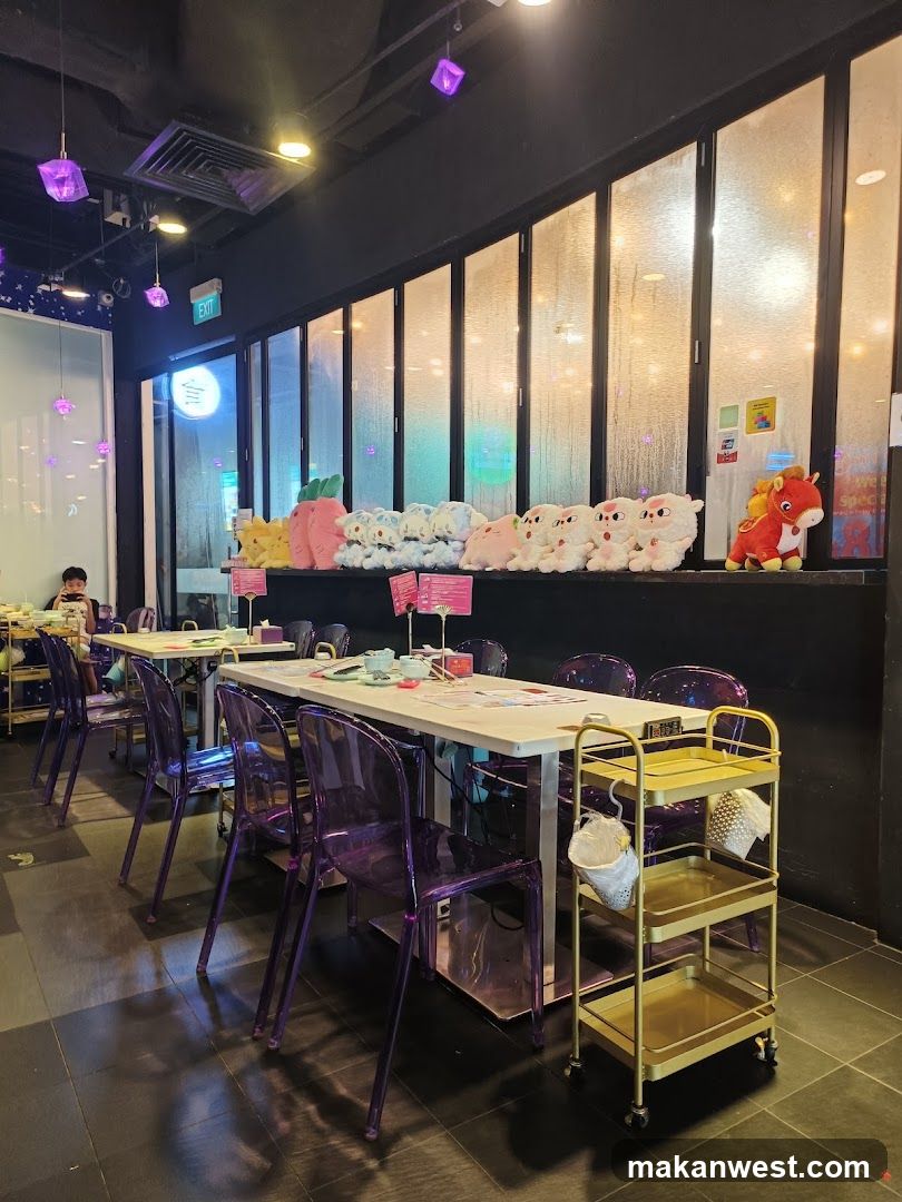 Interior of a colorful restaurant or cafe