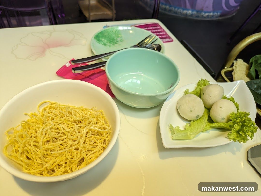 Dining Table with Food and Utensils