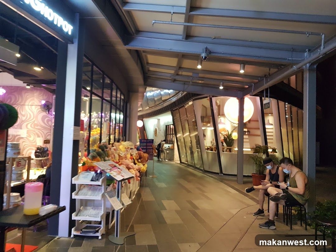 Outdoor Mall Walkway at Night