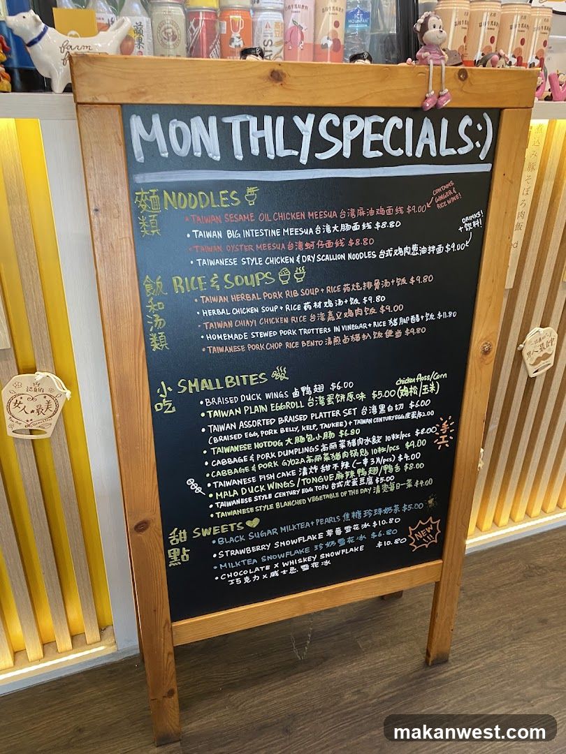 Monthly Specials Menu Board