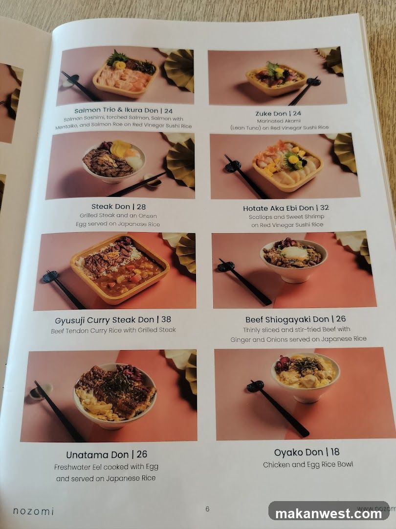 Nozomi Menu Page