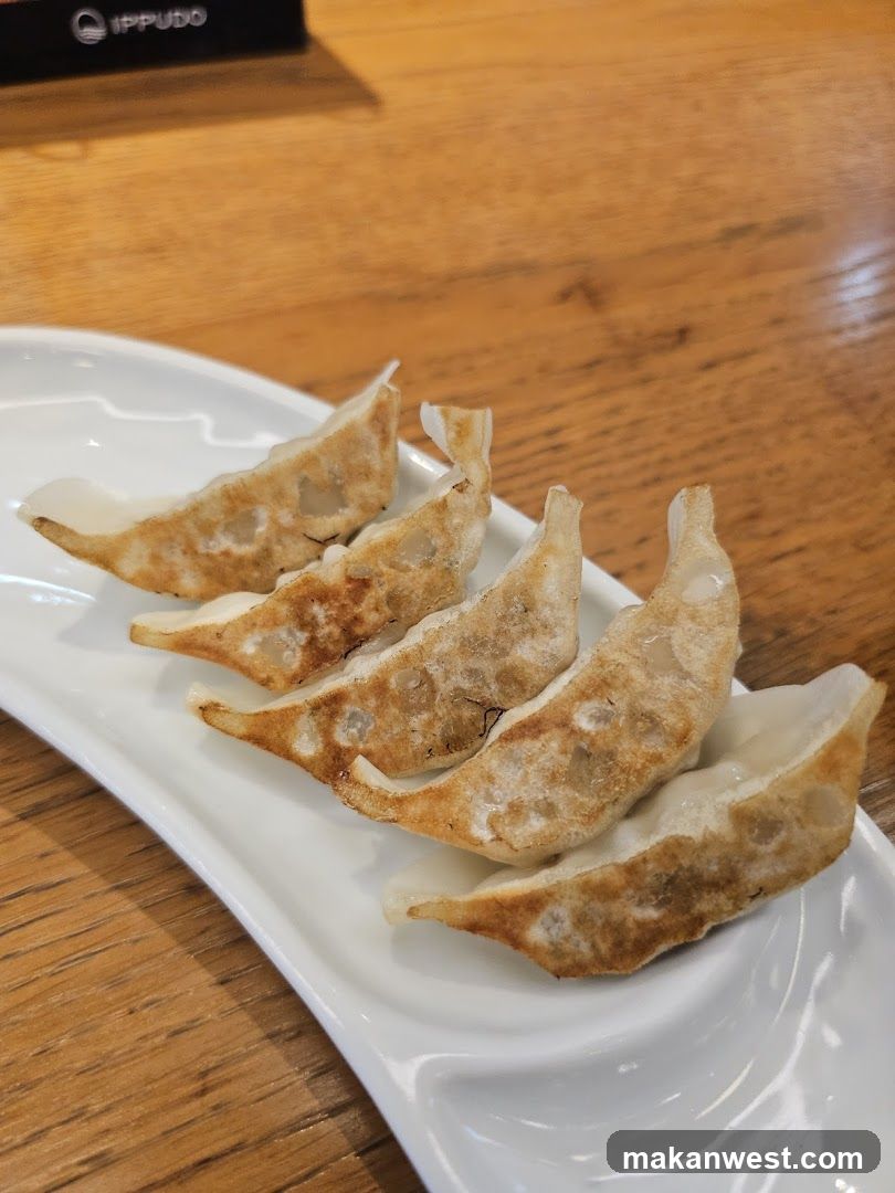 Gyoza on a white plate