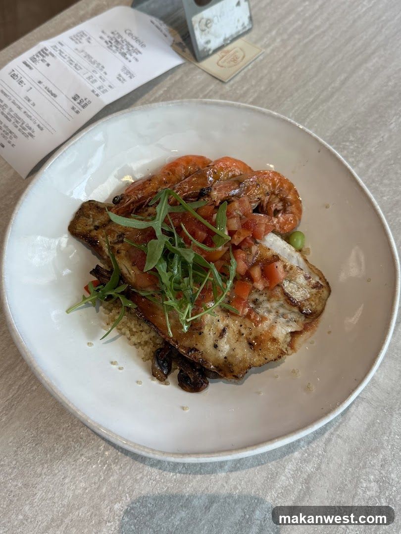 Grilled Fish with Shrimp and Rice Bowl