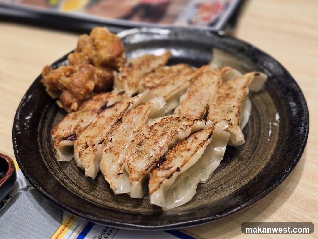 Gyoza and Fried Chicken on a Plate