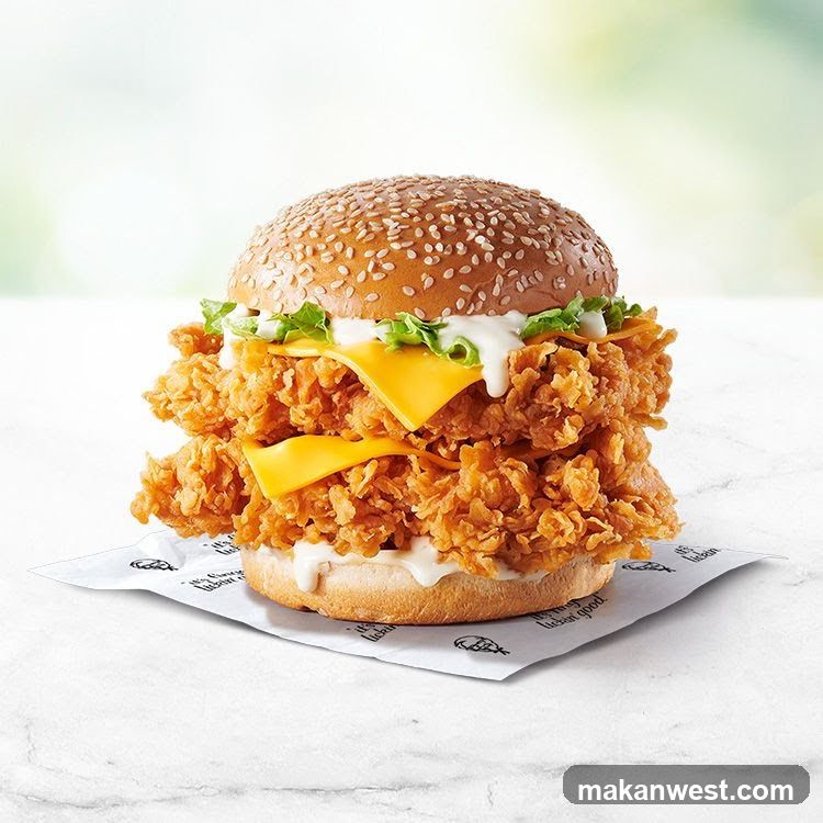 Fried Chicken Burger with Cheese and Sauce