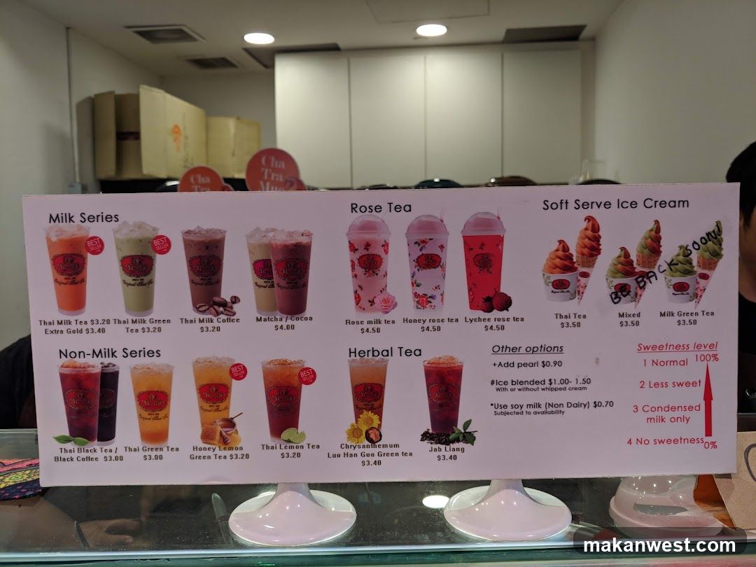 Thai Milk Tea Menu Board