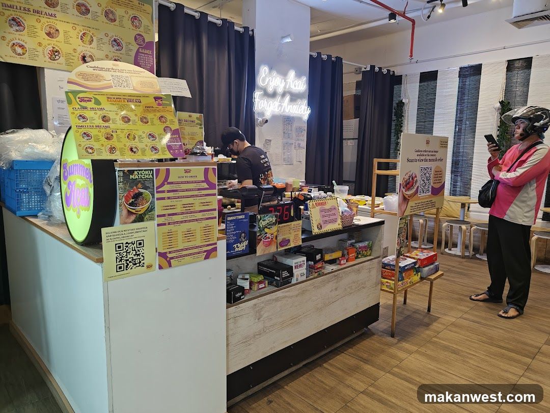 Food Stall Interior with Menu Boards and Staff