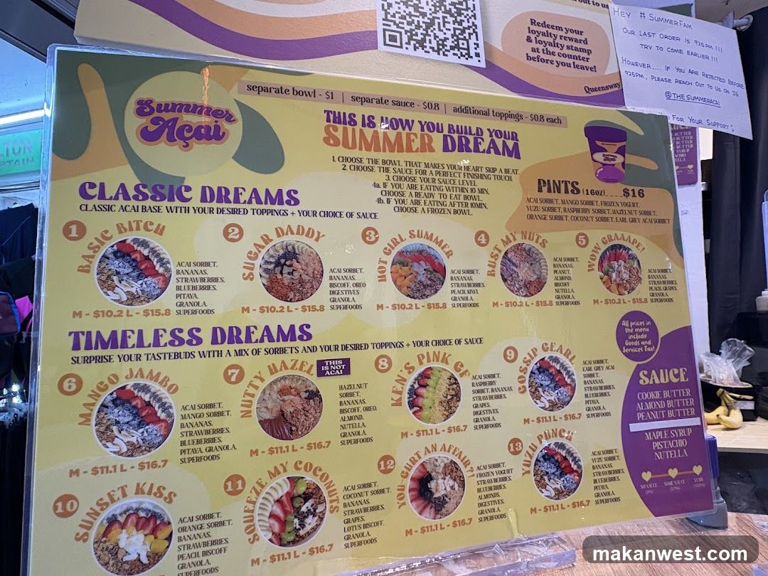 Summer Açaí Menu Board