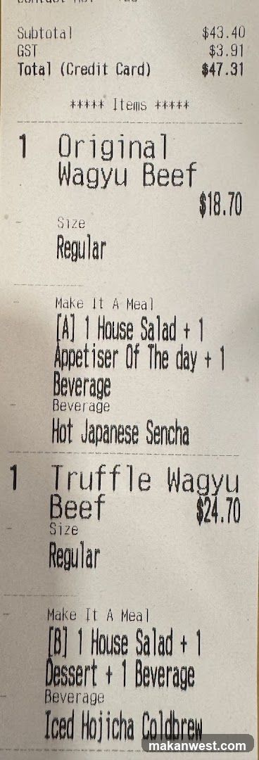 Receipt of Wagyu Beef Order