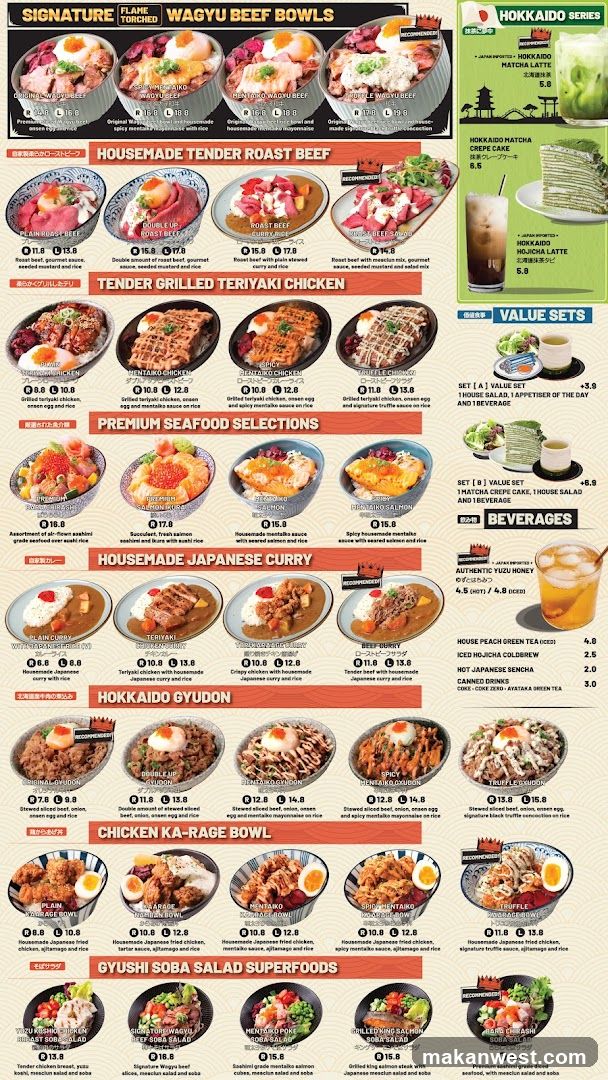 Wagyu Beef Bowls Menu