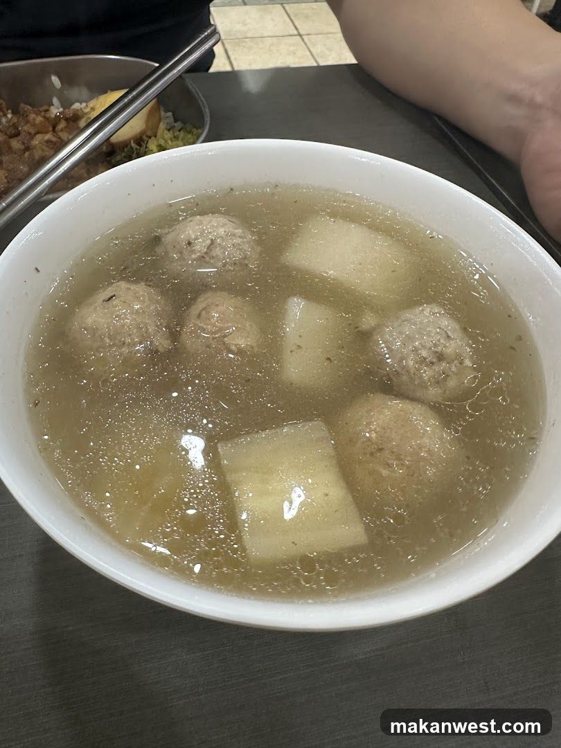 Bowl of Meatball Soup with Tofu