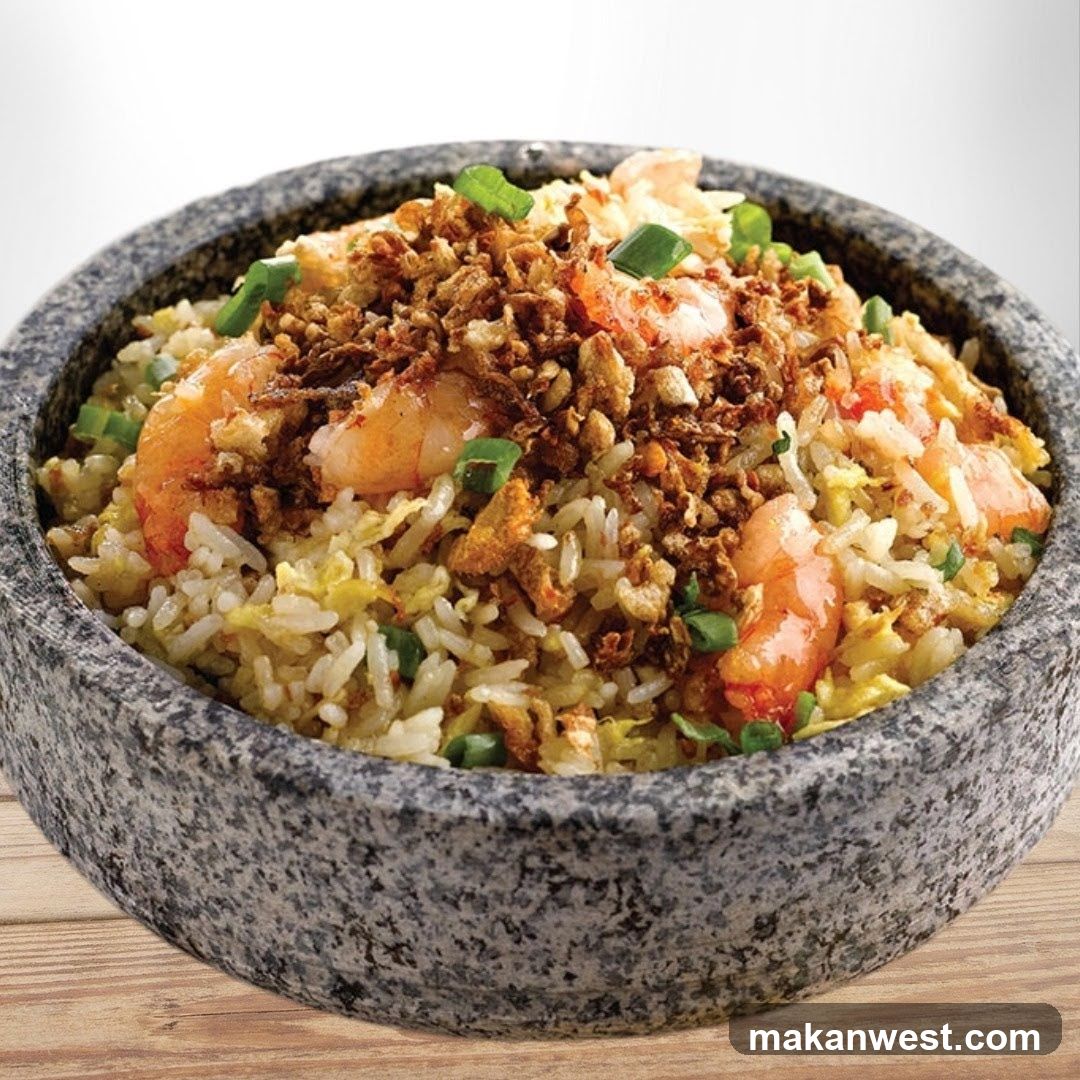 Shrimp Fried Rice in Stone Bowl