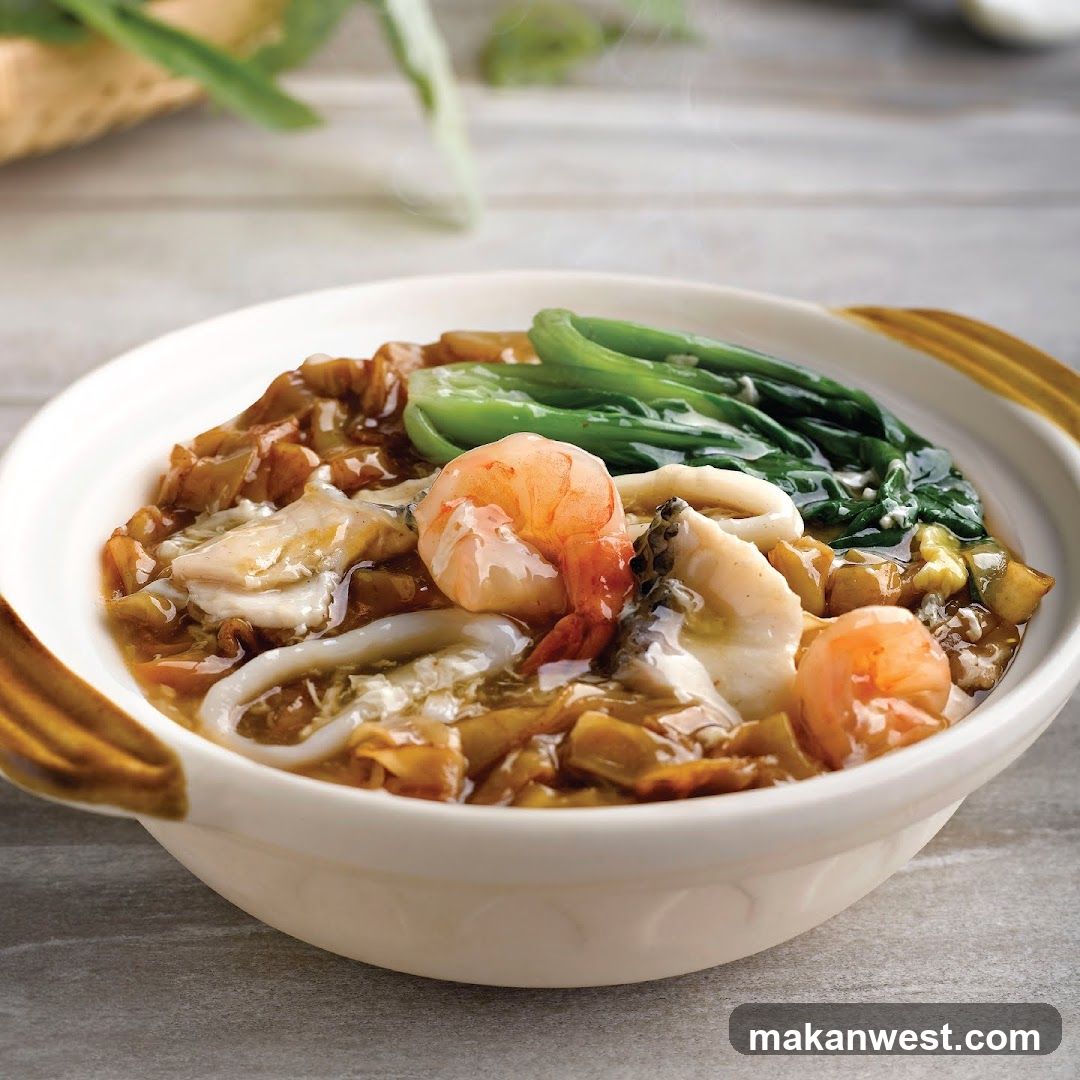 Seafood Congee with Greens and Shrimp