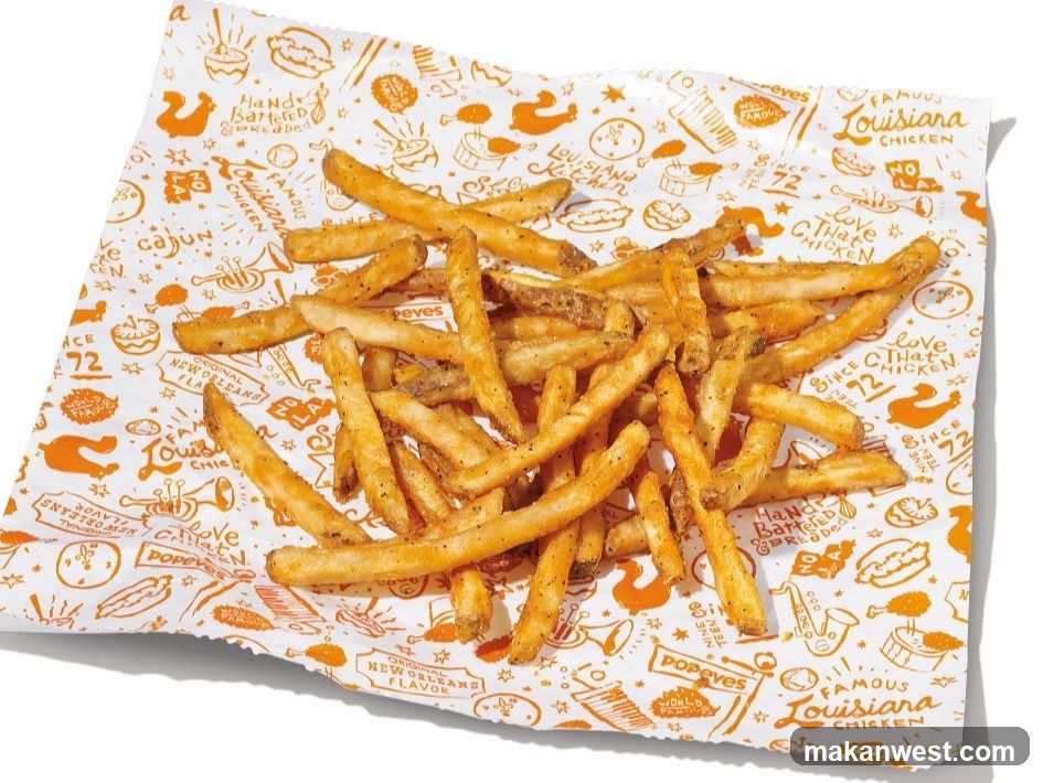 Fries on branded paper