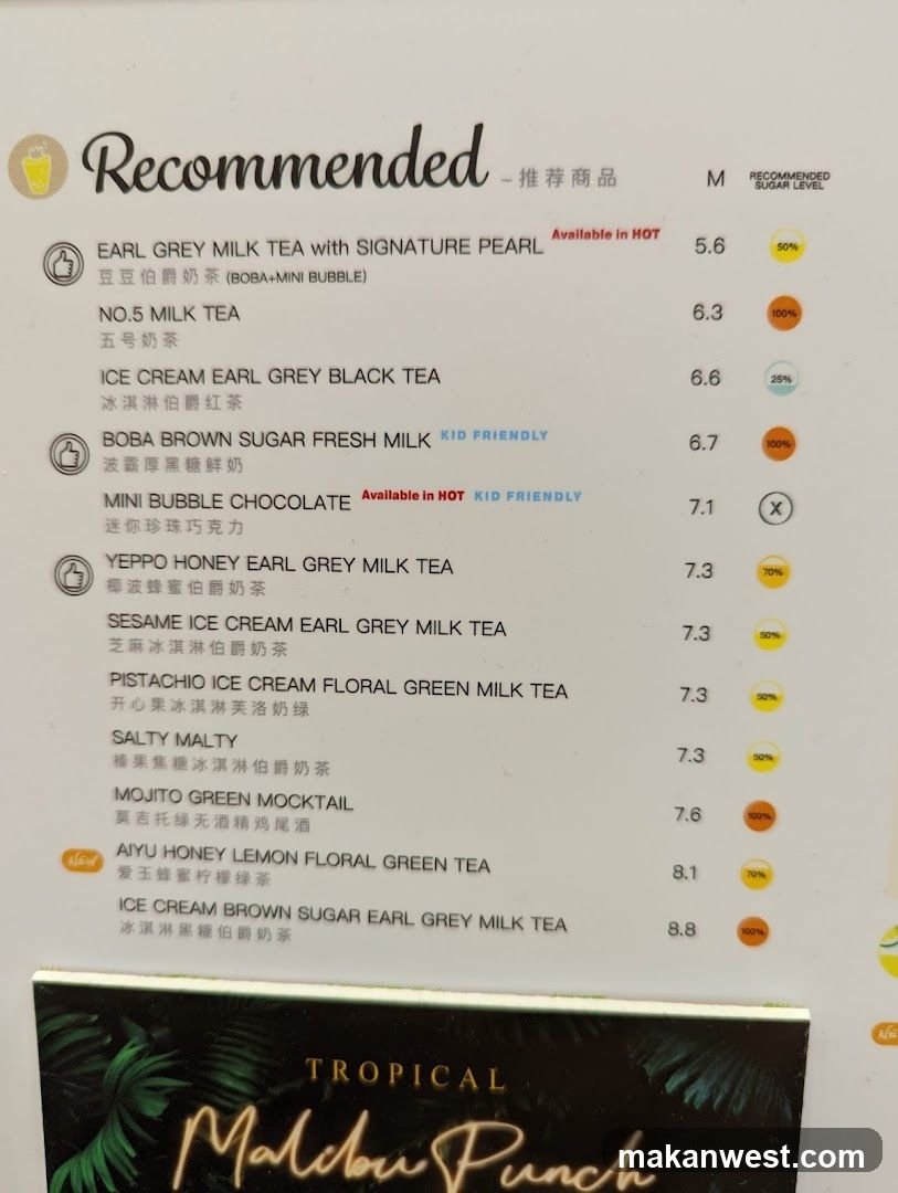 Recommended Menu