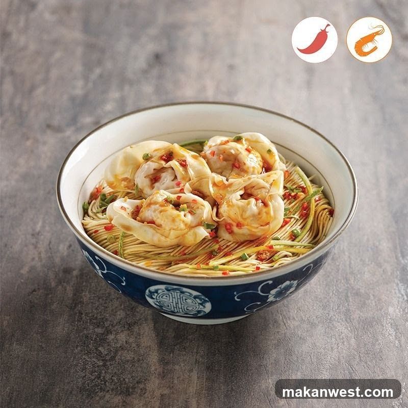 Noodle Dish in Blue and White Bowl