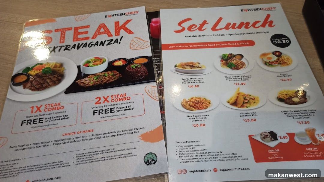 Eighteen Chefs Menu Flyers