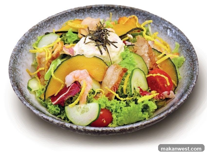 Salad Bowl with Seafood and Vegetables