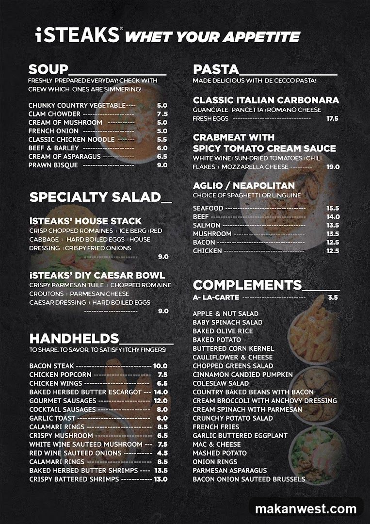 iSTEAKS Menu