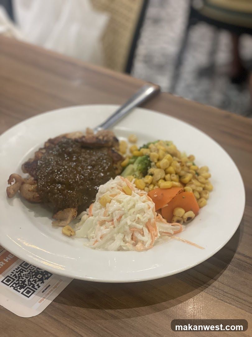 Plate of Food with Coleslaw and Corn Salad