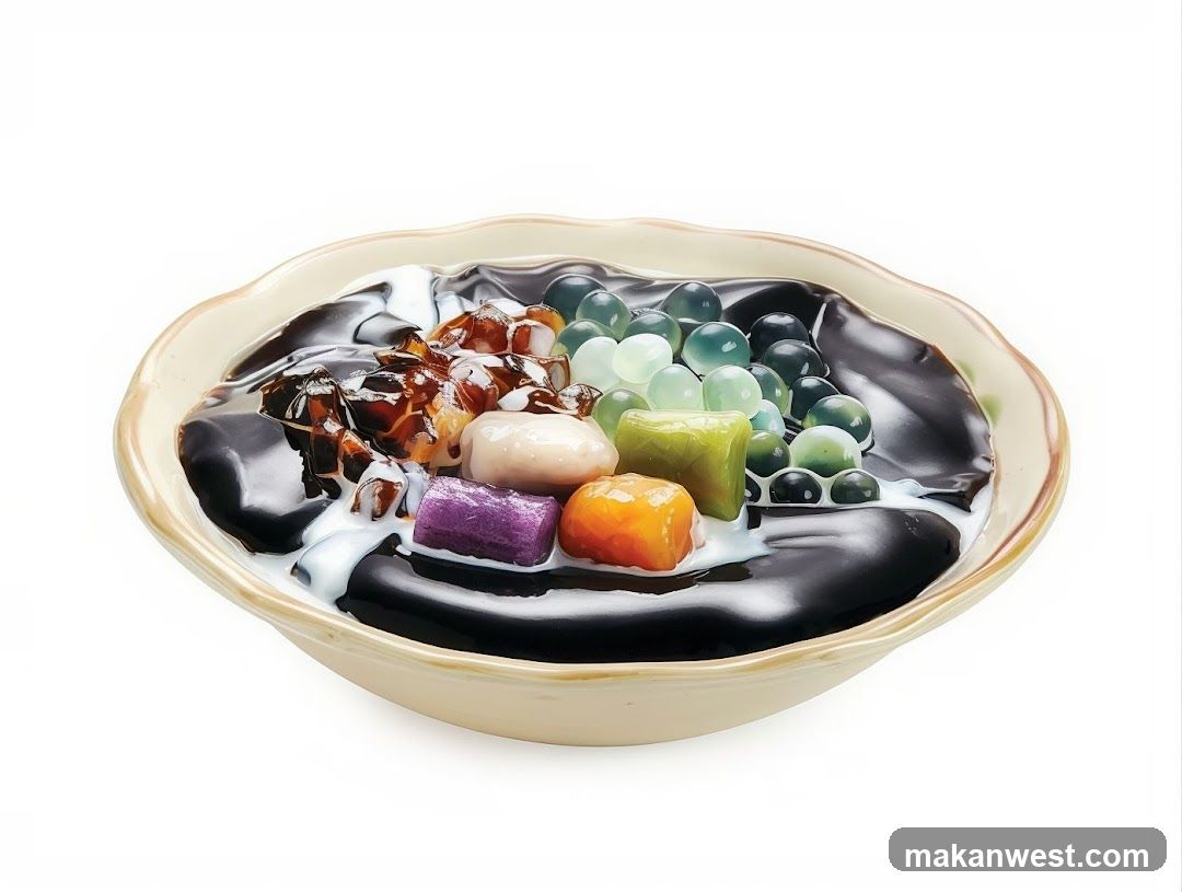 Grass Jelly Dessert with Toppings