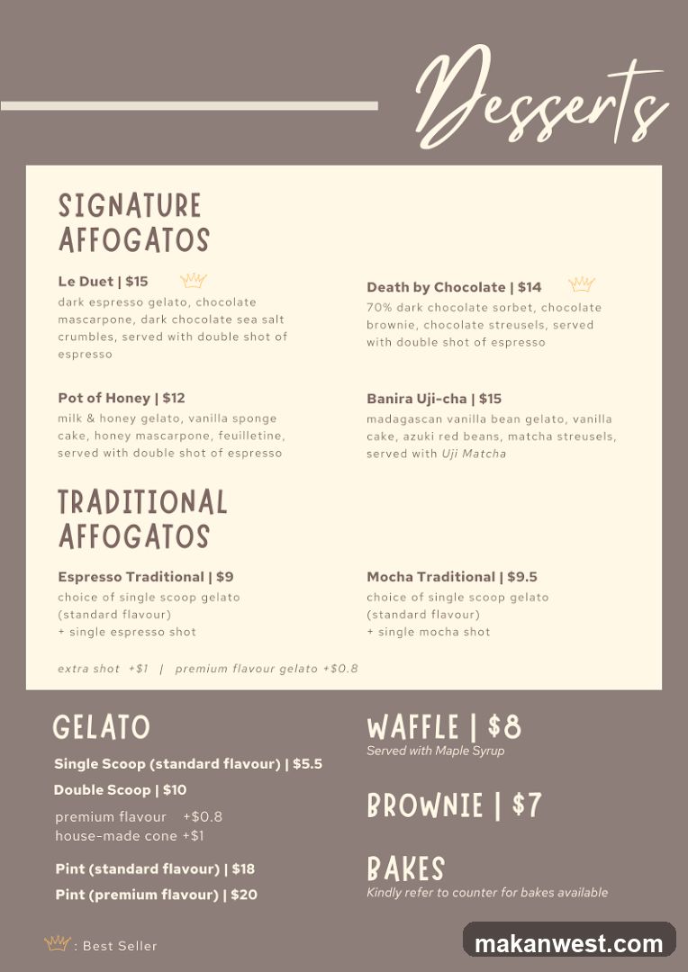 Desserts Menu