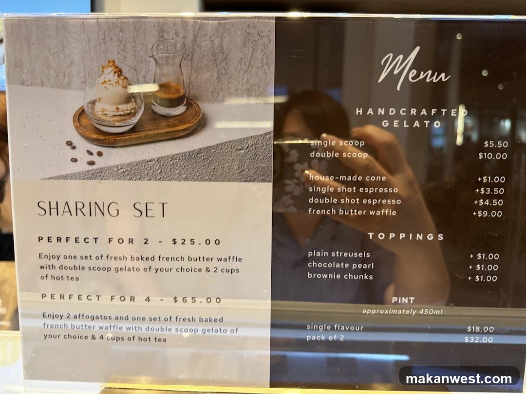 Menu Handcrafted Gelato