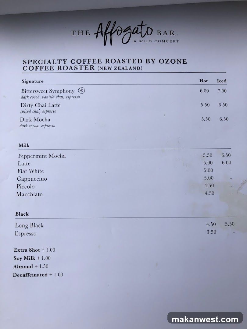 The Affogato Bar Menu