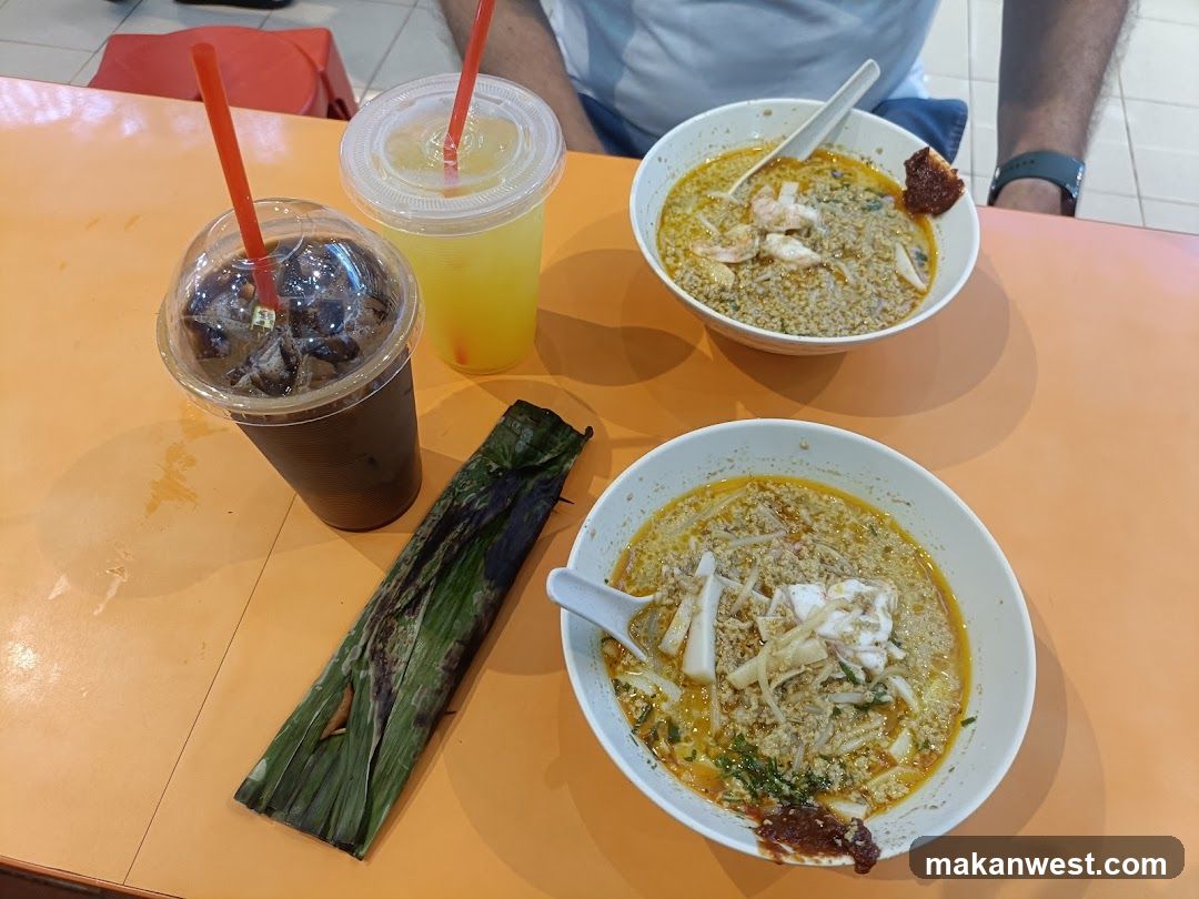 Food Table with Bowls and Drinks