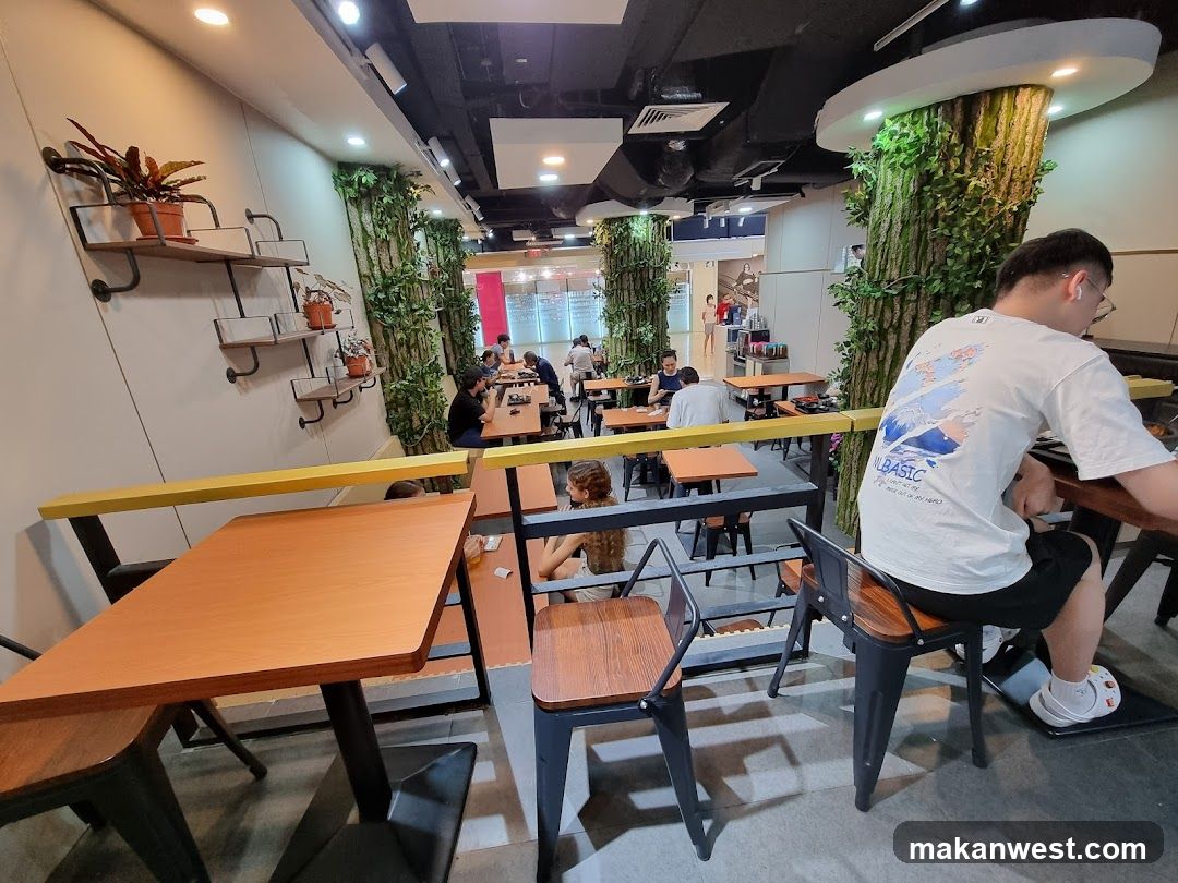 Interior of a cafe with patrons