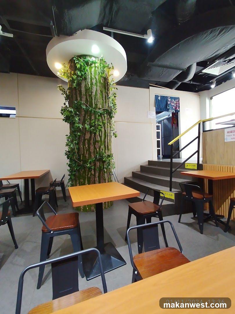 Restaurant Interior with Tree Column