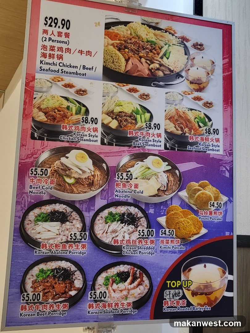 Korean Food Menu