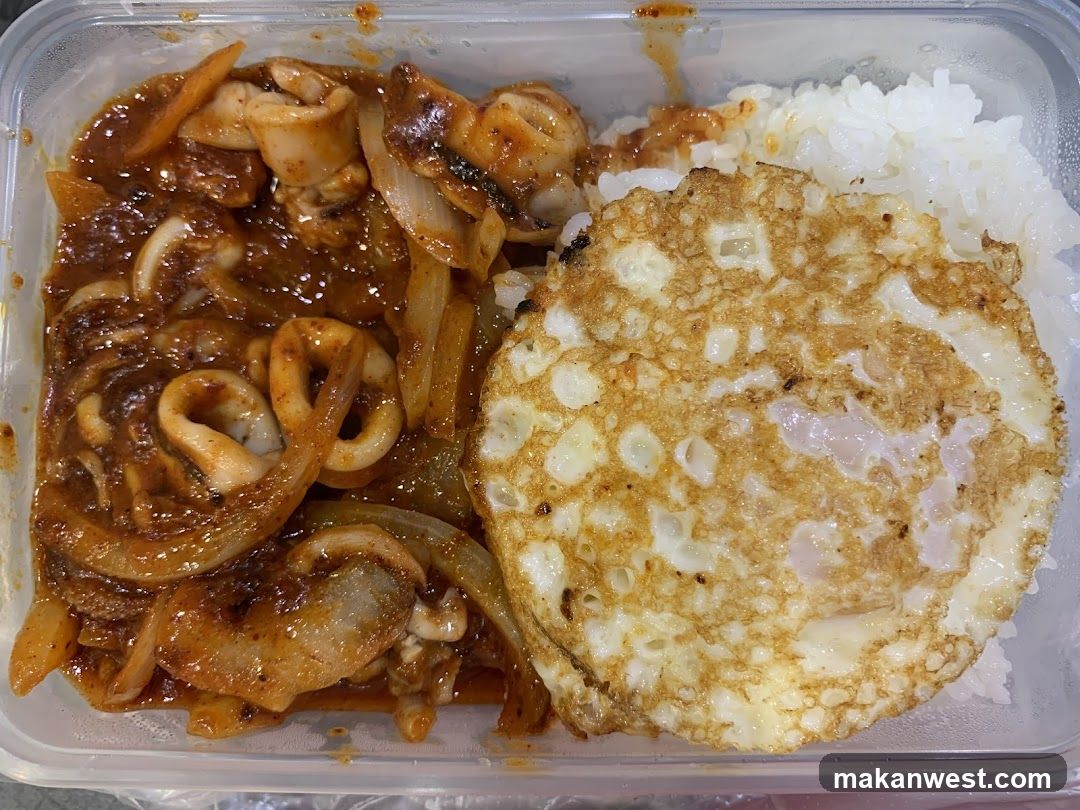Squid with Onion and Fried Egg Rice
