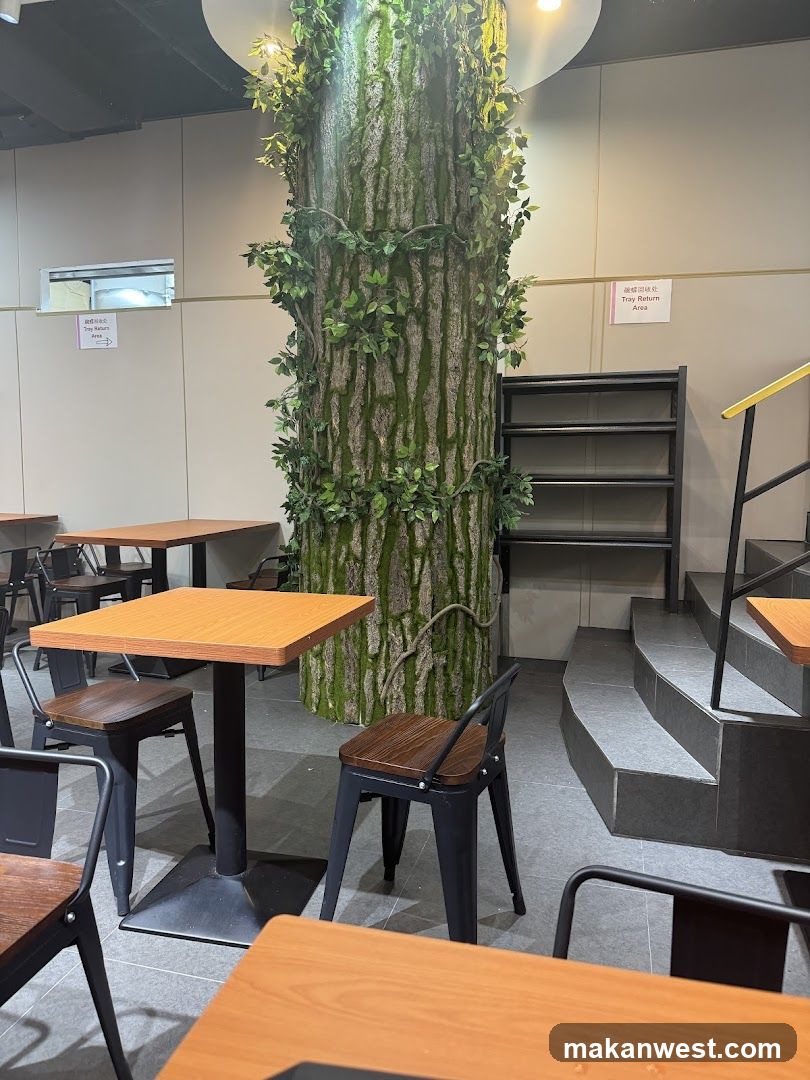Restaurant Interior with Tree Decor