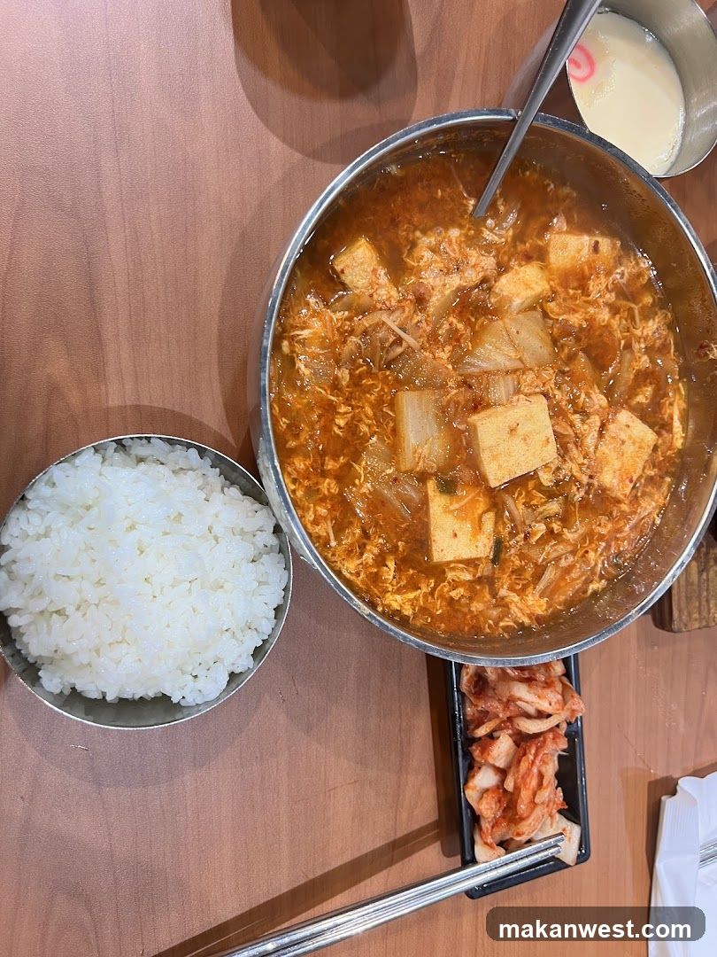 Korean Stew with Rice and Kimchi