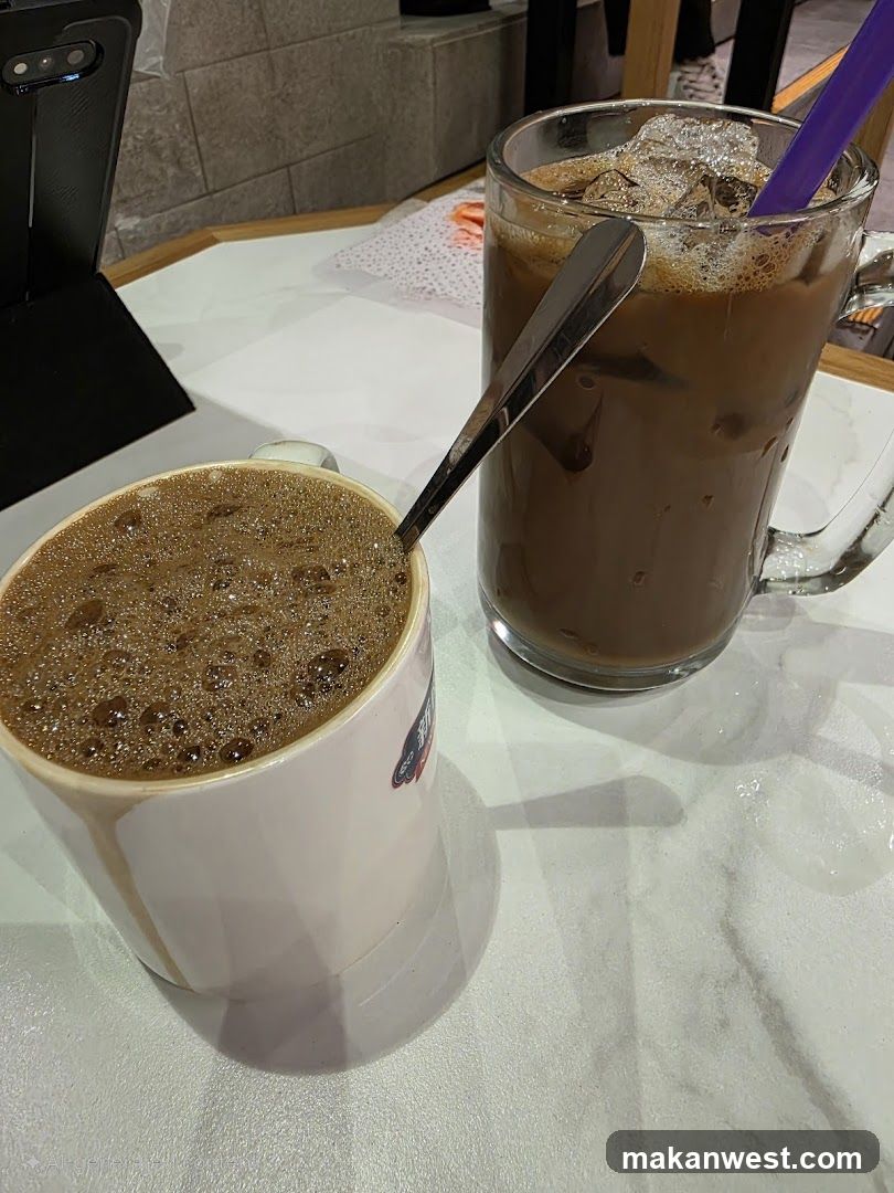 Two drinks on a table
