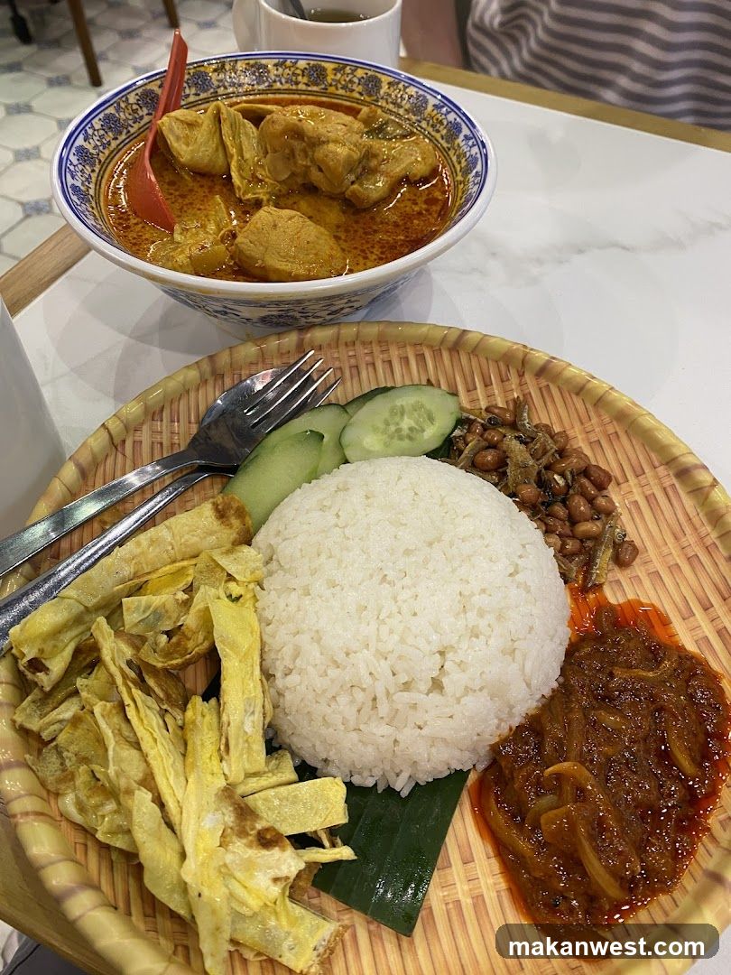 Nasi Lemak and Curry Chicken