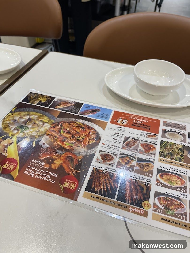 Menu with Appetizers and Accompaniments