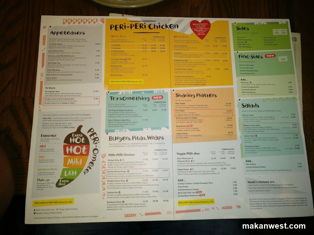 PERI-PERI Chicken Menu