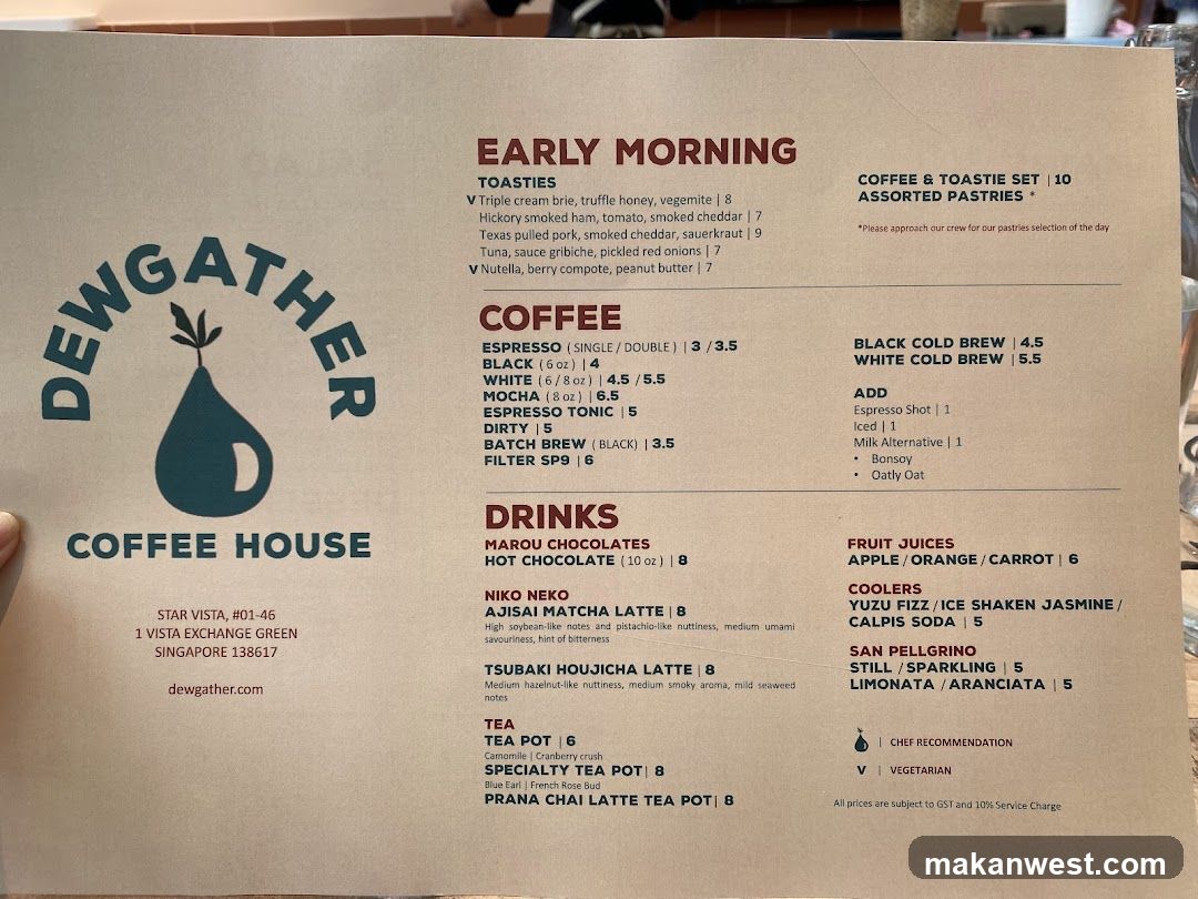 Dewgather Coffee House Menu