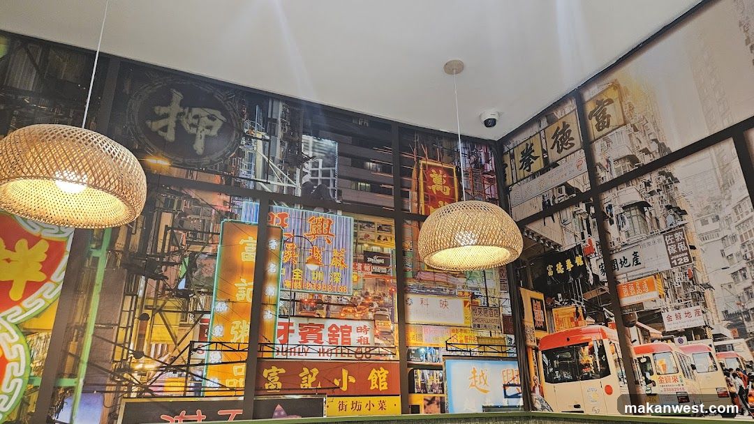 Restaurant Interior with Hong Kong Themed Mural