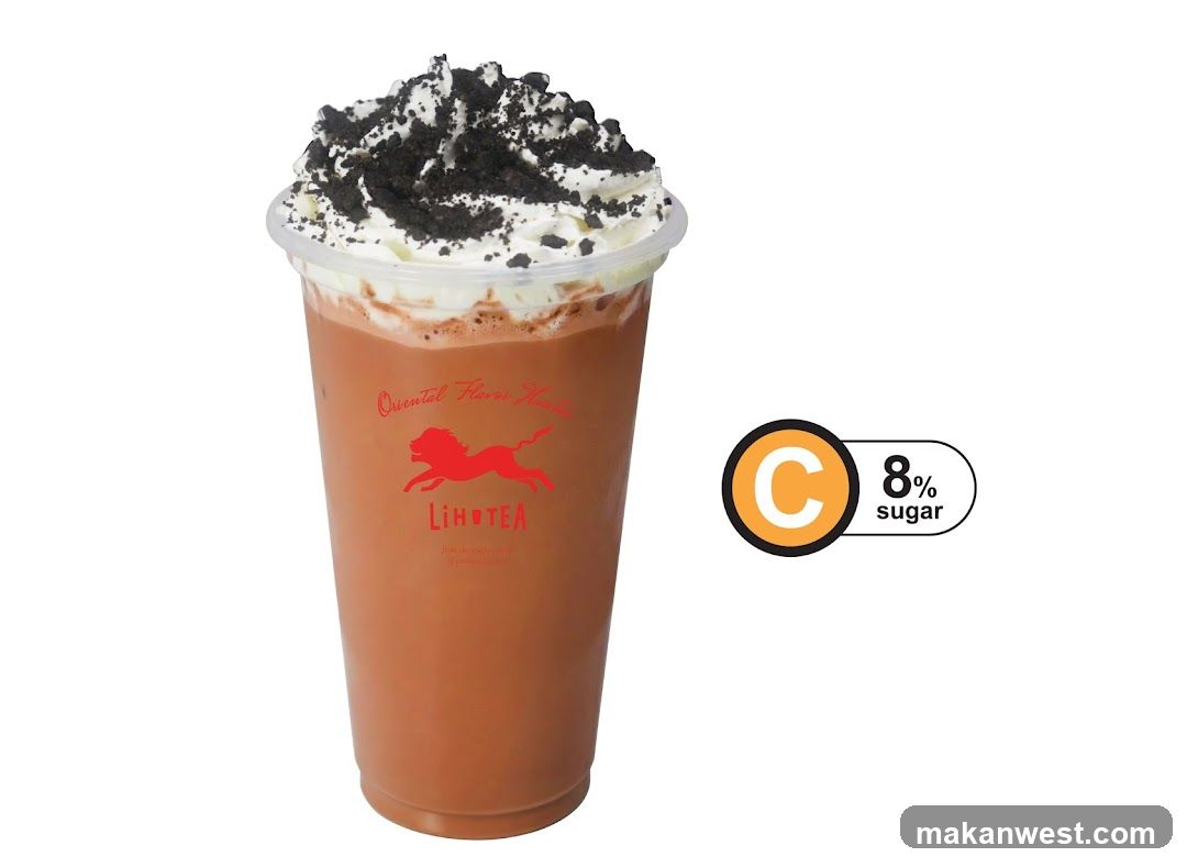 Chocolate drink with whipped cream and cookie crumbs