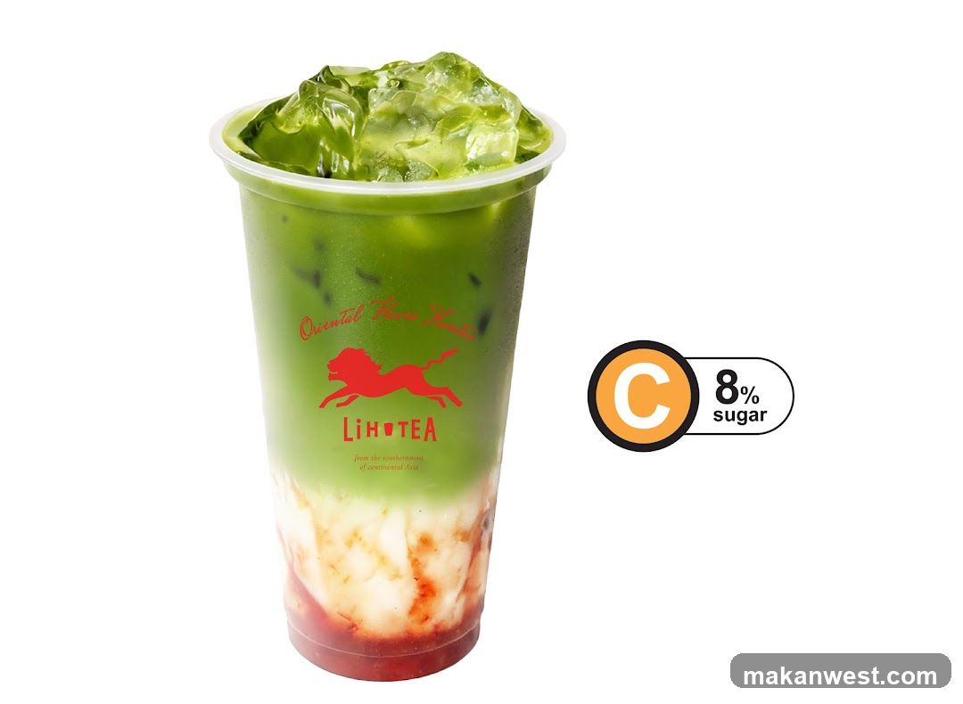 Matcha Drink with Strawberry Swirl