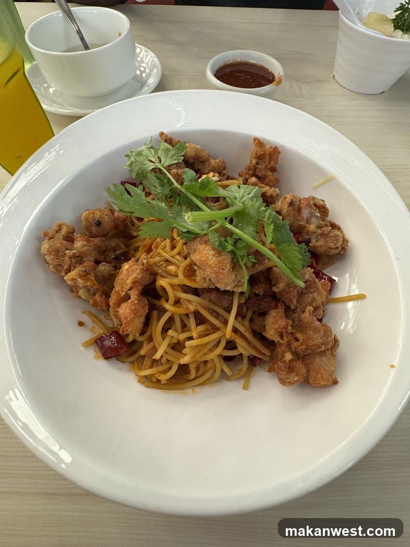 Spaghetti with Fried Chicken