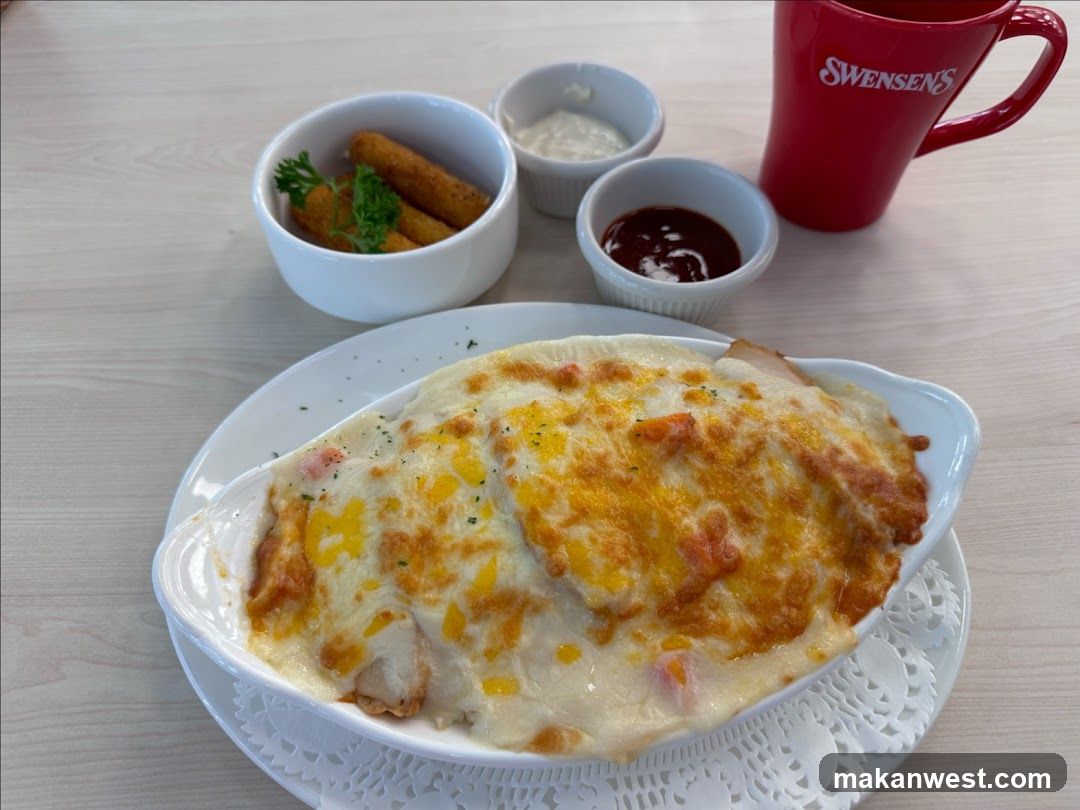 Baked Dish with Sides and Coffee