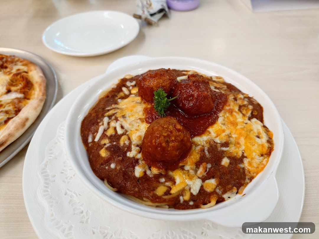 Spaghetti and Meatballs with Pizza
