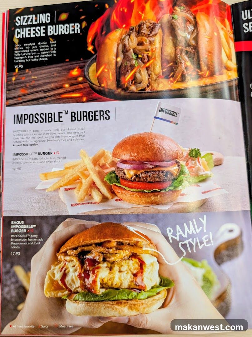 Sizzling Cheese Burger & Impossible Burgers