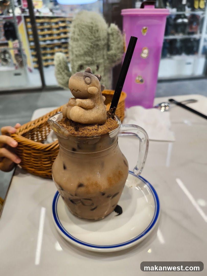Chocolate Drink with Dinosaur Topping