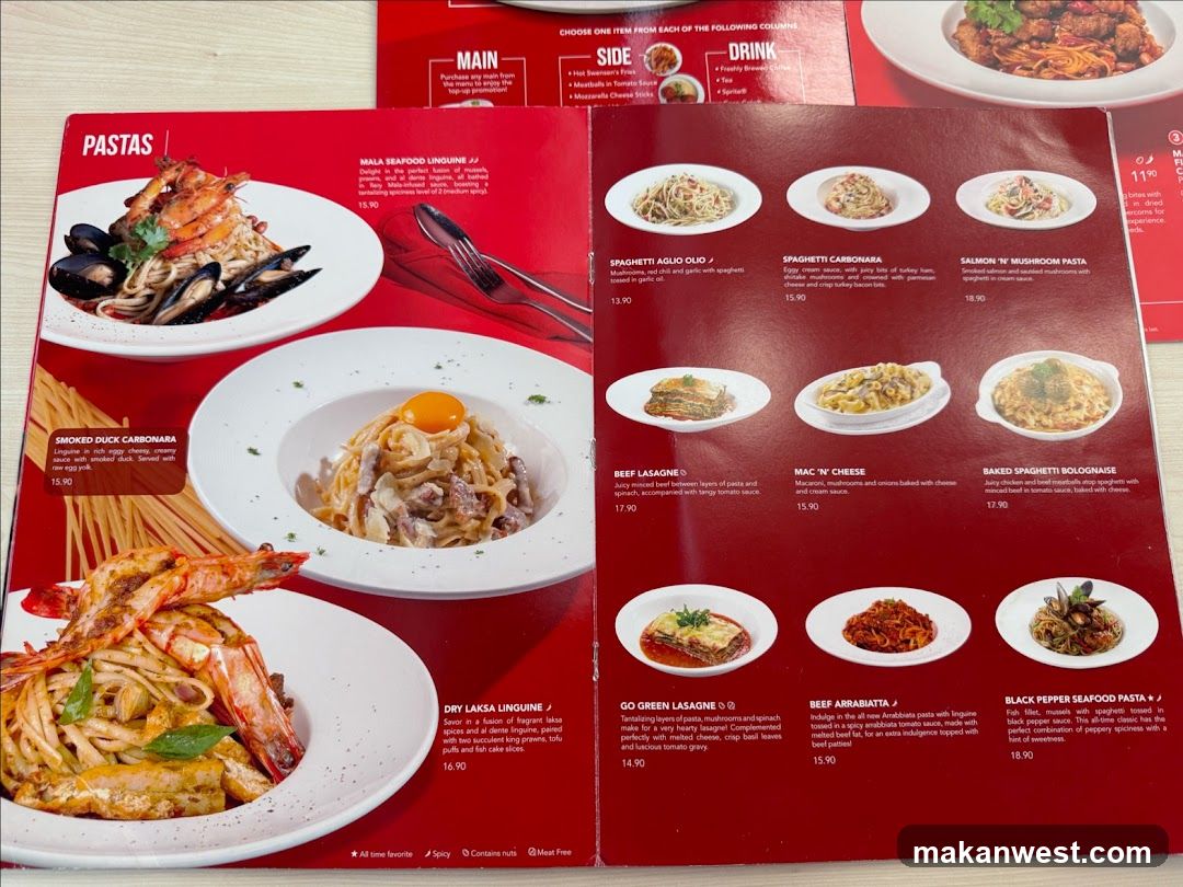 Pasta Menu